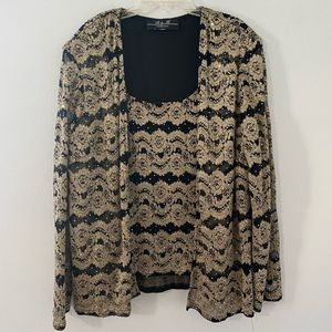 Women’s Formal Gold and Black Blouse: Women’s large